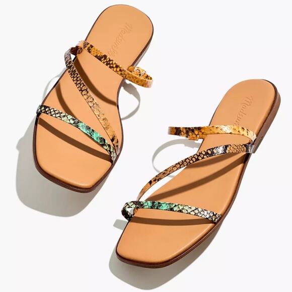 Madewell The Lyra Snake Print Slide Sandal, Sz 6.5 - Picture 1 of 13